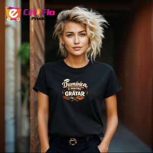 Tricou Duminica E Pentru Gratar Mici Si Bere, din bumbac 100%, tricou negru Dama | Barbat - Img 4