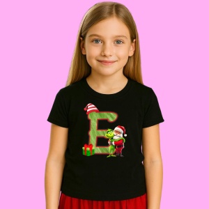 Tricou E Litere Craciun Cu Mos Si Grinch, din bumbac 100% Copii | Dama | Barbat - Img 2
