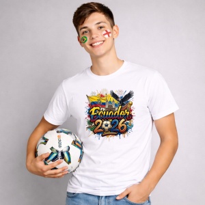 Tricou Ecuador World Cup 2026 Fifa, din bumbac 100%, tricou alb, Copii | Dama | Barbat - Img 2