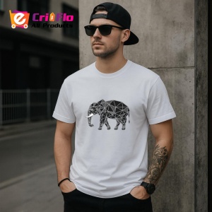 Tricou Elefant Negru Abstract Stil Cubic, Copii | Dama | Barbat - Img 4