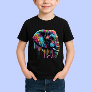 Tricou Elefant stil pop art imagine simbolica si vibranta Copii | Dama | Barbat, culoare negru - Img 4