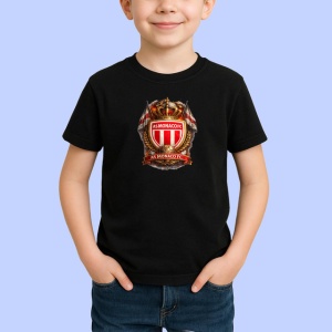 Tricou Emblema Fotbal As Monaco Club Liga 1, din bumbac 100%, tricou negru Copii | Dama | Barbat - Img 2