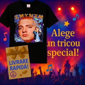 Tricou Eminem albastru cu miniatura, muzica METAL, Dama | Barbat | Copii, Culoare Negru - Img 7