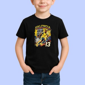 Tricou Enner Valencia Ecuador Capitan Fotbal, din bumbac 100%, tricou negru Copii | Dama | Barbat