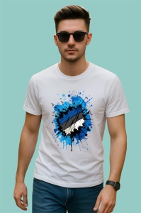 Tricou Estonia Steag Splash Art, Copii | Dama | Barbat - Img 2