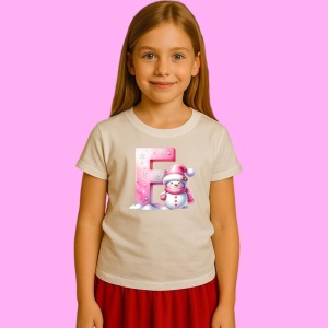 Tricou F Litera Craciun Roz Cu Om De Zapada Fulgi De Zapada, din bumbac 100% Copii | Dama | Barbat - Img 3