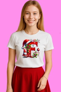 Tricou F Litere Craciun Cu Spiridus Si Caciula Mos, din bumbac 100% Copii | Dama | Barbat - Img 3