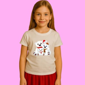 Tricou Familie Urs Polar Craciun, din bumbac 100%, tricou alb, Copii | Dama | Barbat - Img 2