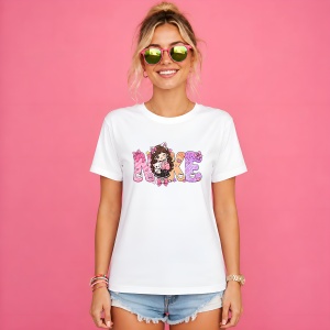 Tricou Fata Gamer Anime Roz Estetic Litere Urban Cat Ears, din bumbac 100% Copii | Dama | Barbat