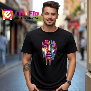 Tricou Fata stil graffiti cu pete de vopsea curcubeu Copii | Dama | Barbat, culoare negru - Img 5