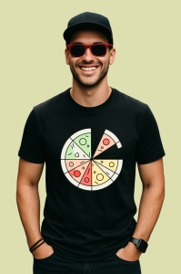 Tricou Felie Pizza Minimal Ilustratie, Copii | Dama | Barbat, culoare negru