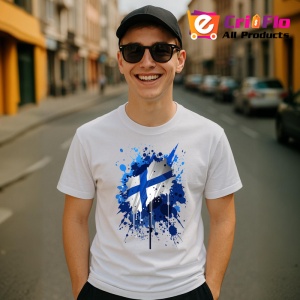 Tricou Finland Steag Splash Art, Copii | Dama | Barbat - Img 7