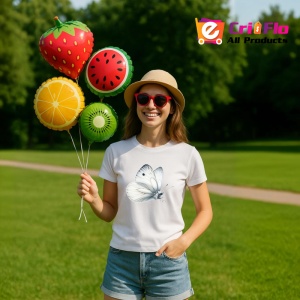 Tricou Fluture alb cu umbre gri in stil natural si realist Copii | Dama | Barbat Barbat