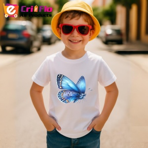 Tricou Fluture albastru cu aripi deschise si buline elegante Copii | Dama | Barbat Barbat - Img 10