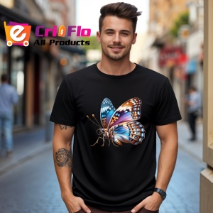 Tricou Fluture colorat cu accente portocalii si albastre realist Copii | Dama | Barbat Barbat - Img 17