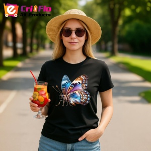 Tricou Fluture colorat cu accente portocalii si albastre realist Copii | Dama | Barbat Barbat - Img 22