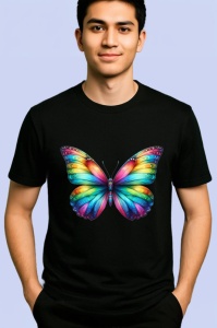 Tricou Fluture curcubeu viu colorat stil artistic vibrant Copii | Dama | Barbat Barbat - Img 5