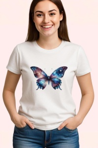 Tricou Fluture galaxie in tonuri cosmice violet si albastru Copii | Dama | Barbat Barbat - Img 3
