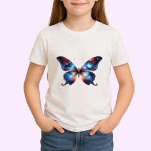 Tricou Fluture galaxie roz albastru cu efect stelar Copii | Dama | Barbat Barbat - Img 4