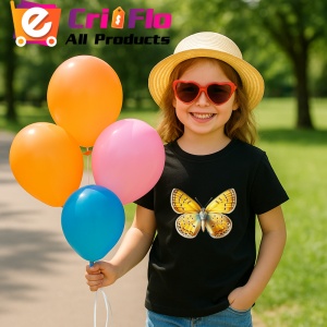 Tricou Fluture galben cald cu albastru pastel design simetric Copii | Dama | Barbat Barbat - Img 19