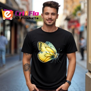Tricou Fluture galben cu accente albe si textura de catifea Copii | Dama | Barbat Barbat - Img 17