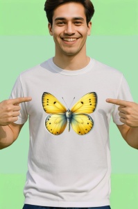 Tricou Fluture galben cu accente gri si aspect estival Copii | Dama | Barbat Barbat - Img 2