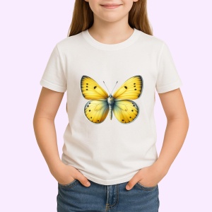 Tricou Fluture galben cu accente gri si aspect estival Copii | Dama | Barbat Barbat - Img 4