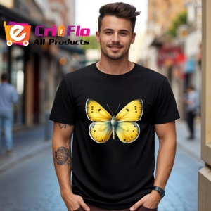 Tricou Fluture galben cu accente gri si aspect estival Copii | Dama | Barbat Barbat - Img 17