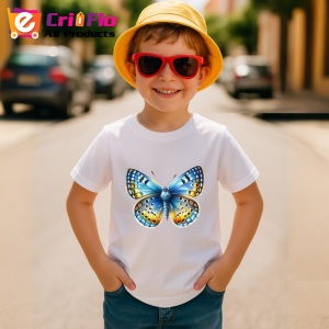 Tricou Fluture galben si albastru cu buline elegante design retro Copii | Dama | Barbat Barbat - Img 13