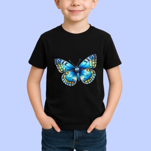 Tricou Fluture galben si albastru intens cu buline simetrice Copii | Dama | Barbat Barbat - Img 6