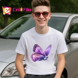 Tricou Fluture mov pastel cu accente albe si tonuri fine Copii | Dama | Barbat Barbat - Img 8
