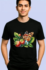 Tricou Fluture pe fructe de padure design colorat estival Copii | Dama | Barbat Barbat - Img 4