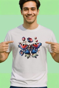 Tricou Fluture pe maci colorati compozitie florala vintage Copii | Dama | Barbat Barbat - Img 2