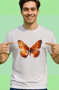 Tricou Fluture portocaliu cu negru stil monarch realist Copii | Dama | Barbat Barbat - Img 2