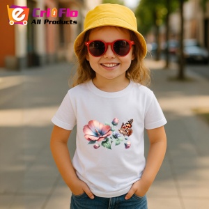 Tricou Fluture portocaliu pe flori de mac compozitie florala Copii | Dama | Barbat Barbat - Img 15