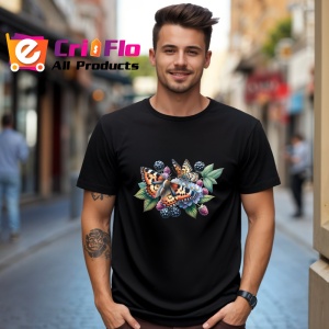 Tricou Fluture portocaliu pe mure si flori compozitie naturala Copii | Dama | Barbat Barbat - Img 18