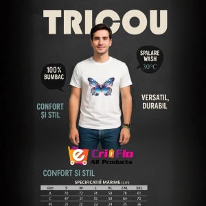 Tricou Fluture portocaliu si albastru pastel design modern Copii | Dama | Barbat Barbat - Img 9