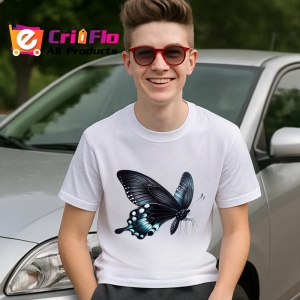 Tricou Fluture rosu si negru model clasic intens si simetric 2 Copii | Dama | Barbat Barbat - Img 9