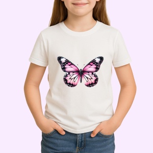 Tricou Fluture roz cu aripi deschise nuante feminine delicate Copii | Dama | Barbat Barbat