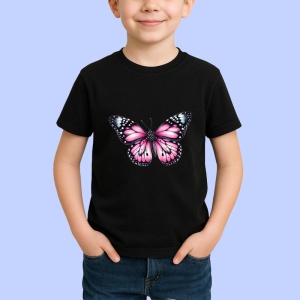 Tricou Fluture roz cu negru stil pastel intens contrastant Copii | Dama | Barbat Barbat - Img 6