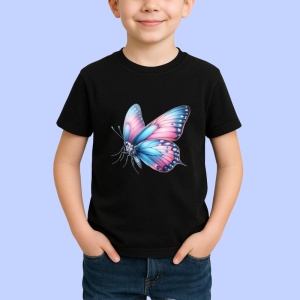 Tricou Fluture roz si albastru pastel design feminin elegant Copii | Dama | Barbat Barbat - Img 6