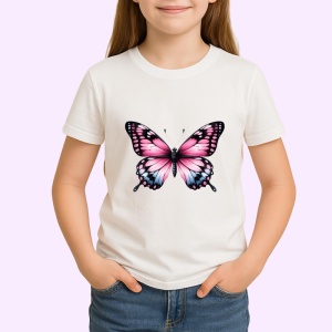 Tricou Fluture roz si negru cu detalii elegante stil feminin Copii | Dama | Barbat Barbat - Img 4
