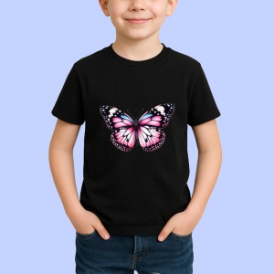 Tricou Fluture roz si negru cu detalii feminine si contrastante Copii | Dama | Barbat Barbat - Img 5