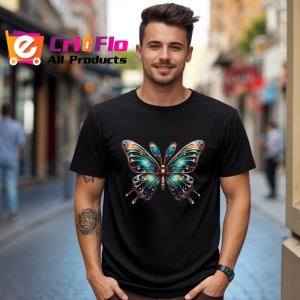 Tricou Fluture verde cu reflexii metalice design sofisticat Copii | Dama | Barbat Barbat - Img 17