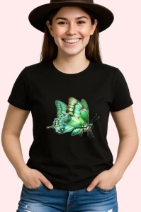 Tricou Fluture verde in tonuri deschise cu reflexii delicate Copii | Dama | Barbat Barbat - Img 7