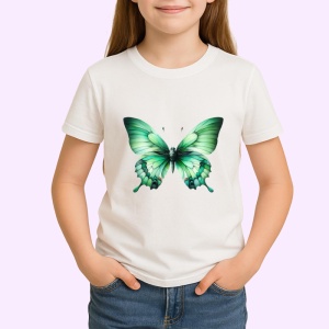 Tricou Fluture verde smarald cu aripi in degrade natural Copii | Dama | Barbat Barbat