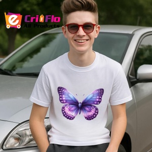 Tricou Fluture violet deschis cu margini mov intense Copii | Dama | Barbat Barbat - Img 8