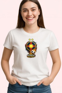 Tricou Fotbalul E Religie Emblema Steaua V1, din bumbac 100% , tricou alb pentru Copii | Dama | Barbat