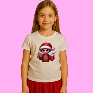 Tricou Freddy Christmas Cu Cana Rosie, din bumbac 100%, tricou alb, Copii | Dama | Barbat - Img 2