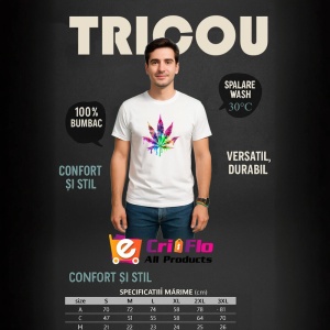 Tricou Frunza cannabis stil graffiti culori neon Copii | Dama | Barbat - Img 7